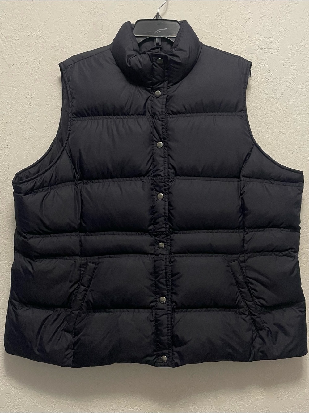 Lands End Vest Womens 2X 20W-22W NAVY Puffer Down Snap Button Up Pockets